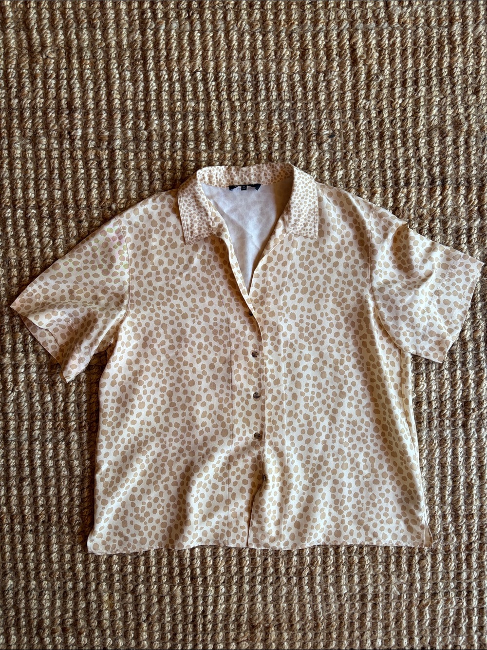 Lafayette 148 Short Sleeve Button Down Silk Top